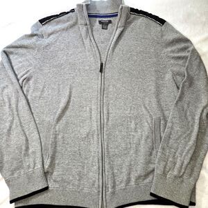 Kenneth Cole Reaction Mens Zip Sweater Size XL Gray  Logo Pockets Early 2000"s